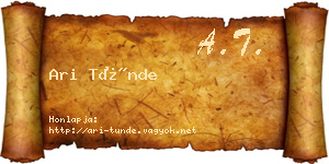 Ari Tünde névjegykártya